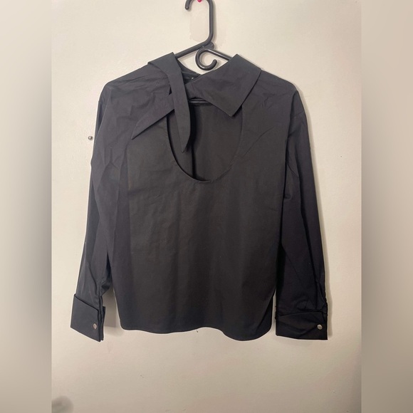 Brand new black topshop blouse with exposed back size small - Picture 1 of 6